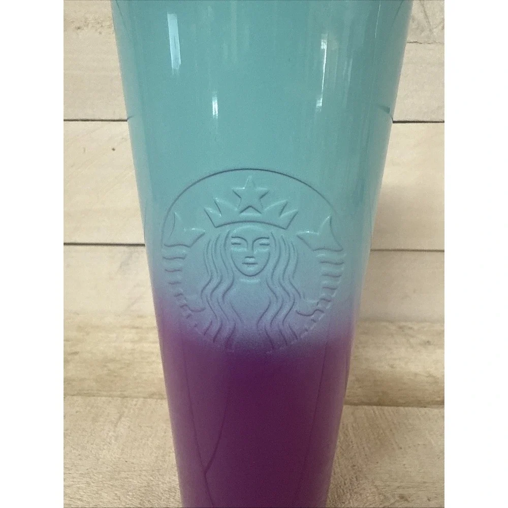 Starbucks 24 oz Stainless Steel Ombre Teal Blue Purple Tumbler cup New - Picture 2 of 6
